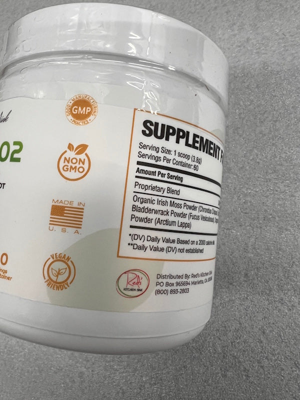 Set of 4 boxes Cell Fuel 102: Red's Kitchen Sink Organic Sea Moss Powder Herbal Blend Unflavored 229g (Set of 4 boxes)