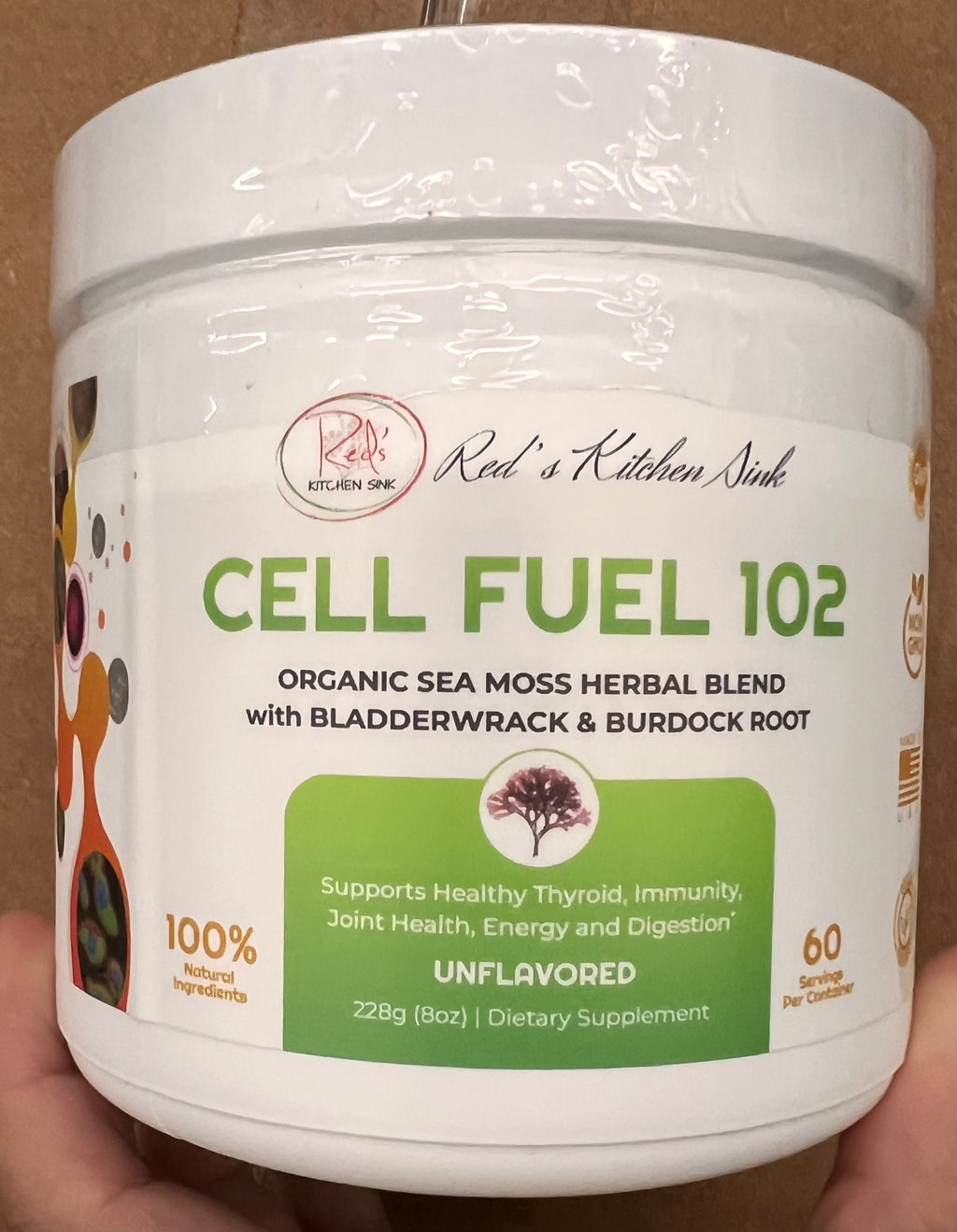 Set of 4 boxes Cell Fuel 102: Red's Kitchen Sink Organic Sea Moss Powder Herbal Blend Unflavored 229g (Set of 4 boxes)