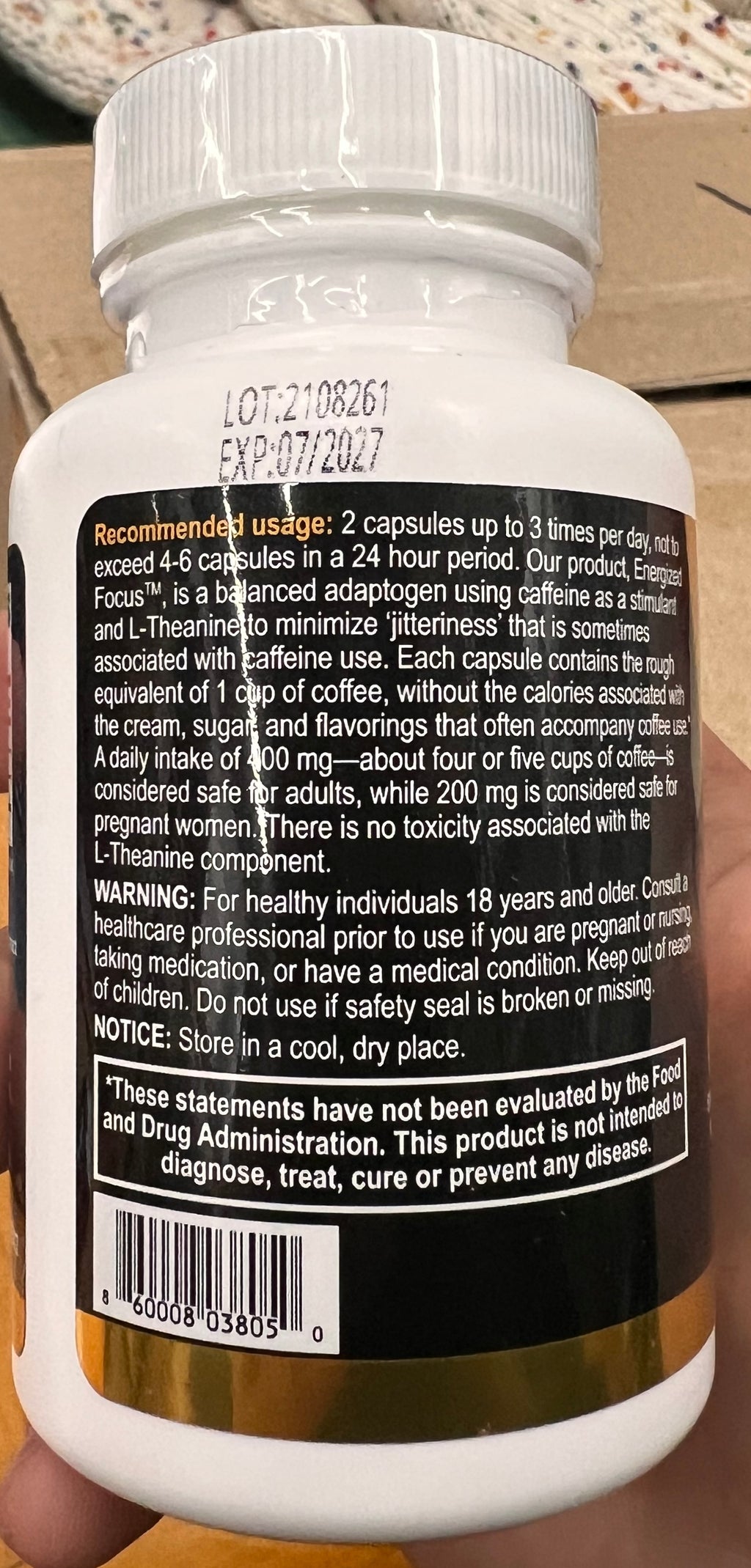 Dr. Dave’s Energized Focus Capsules – Taurine, L-Theanine & Coffee Extract – Energy & Focus Support – 90 Capsules