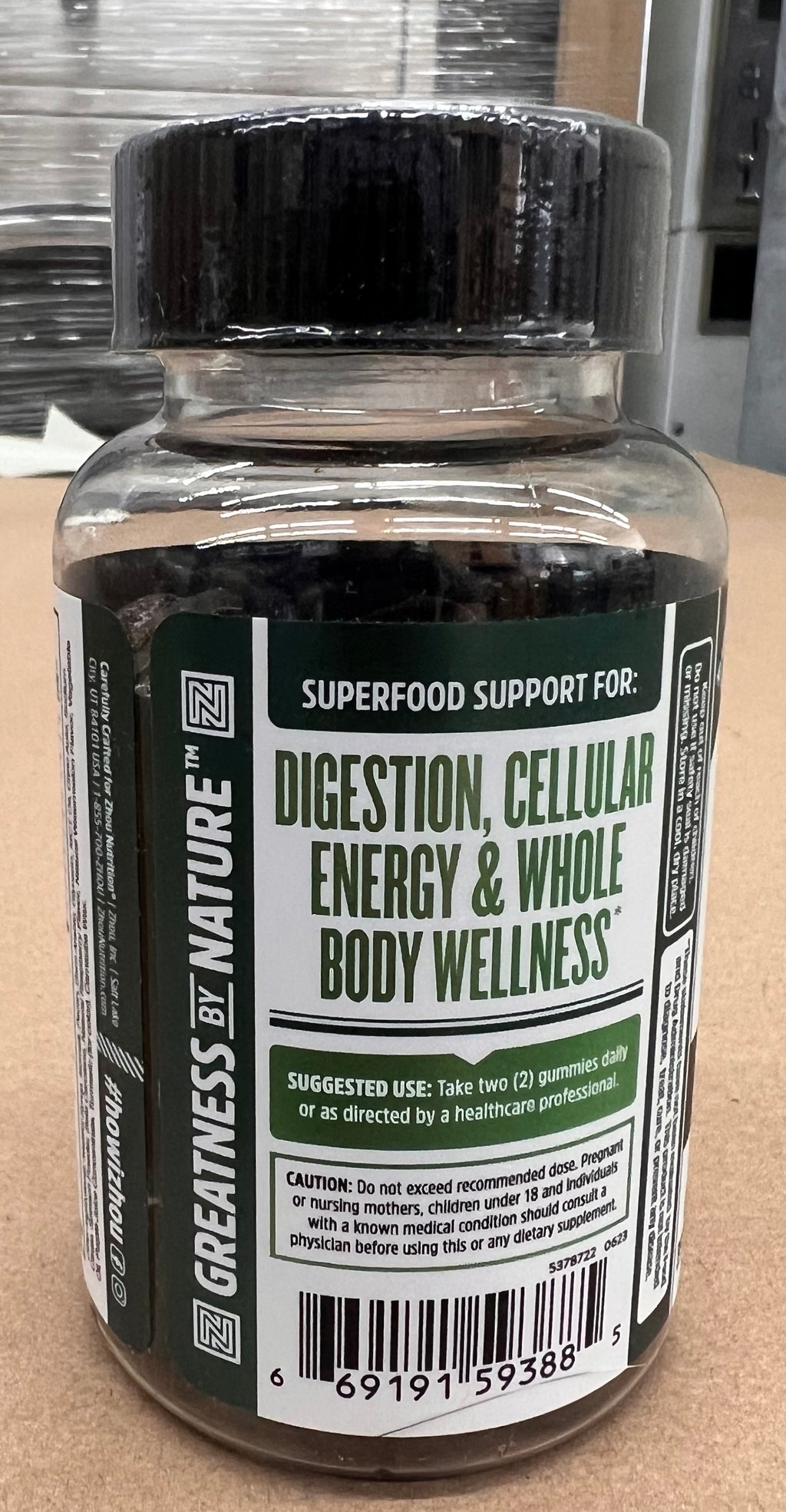 ZHOU Supergreens Max Raspberry Vegan Gummies – Daily Greens Supplement – 60 Gummies