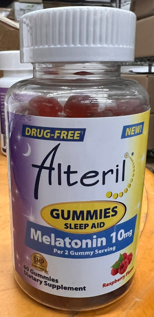 Alteril Sleep Aid Gummies Melatonin 10mg Drug‑Free 60 Count Dietary Supplement