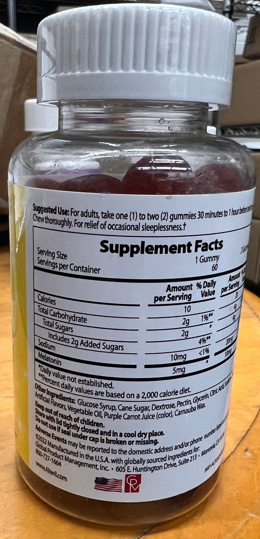 Alteril Sleep Aid Gummies Melatonin 10mg Drug‑Free 60 Count Dietary Supplement