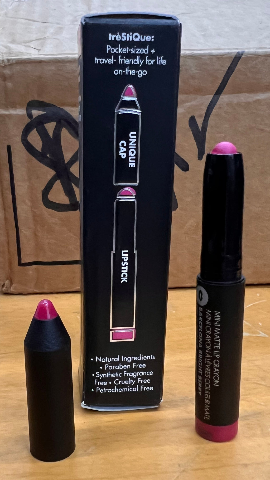 NEW trèStiQue Mini Matte Lip Crayon Barcelona Bright Berry Matte Lipstick Travel Size 0.025oz/0.70g