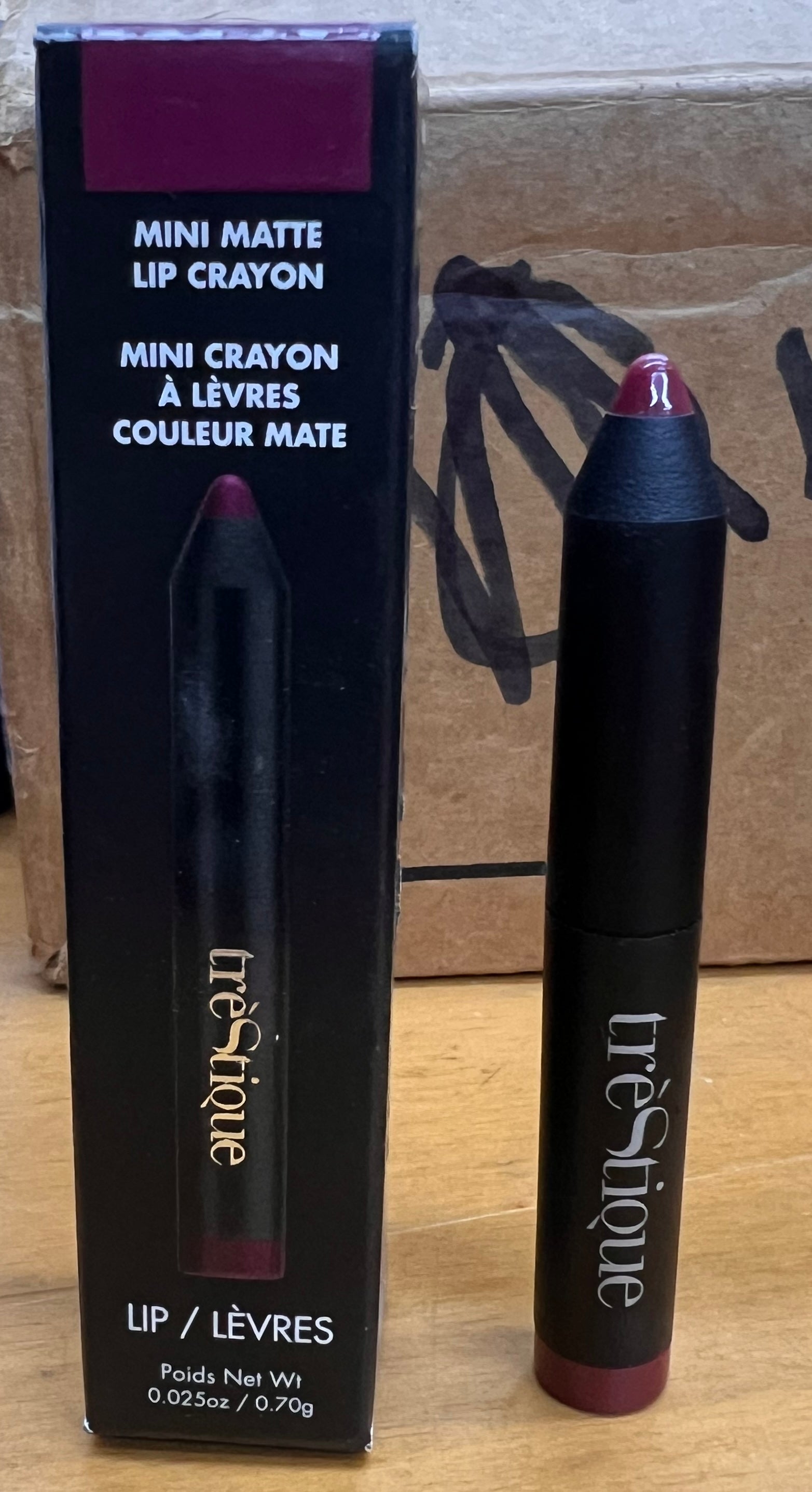 NEW trèStiQue Mini Matte Lip Crayon Belize Bordeaux Matte Lipstick Travel Size 0.025oz/0.70g