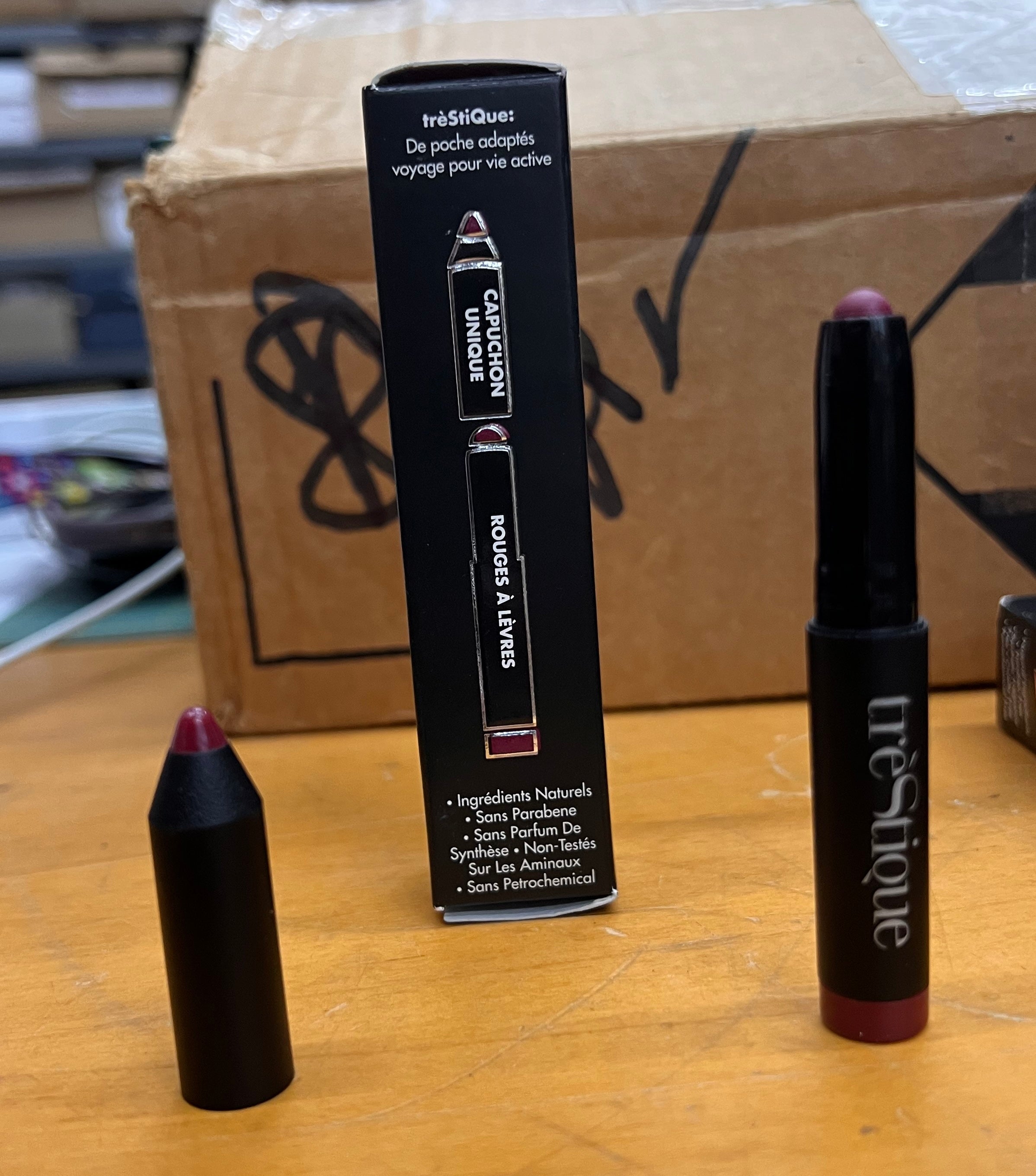 NEW trèStiQue Mini Matte Lip Crayon Belize Bordeaux Matte Lipstick Travel Size 0.025oz/0.70g