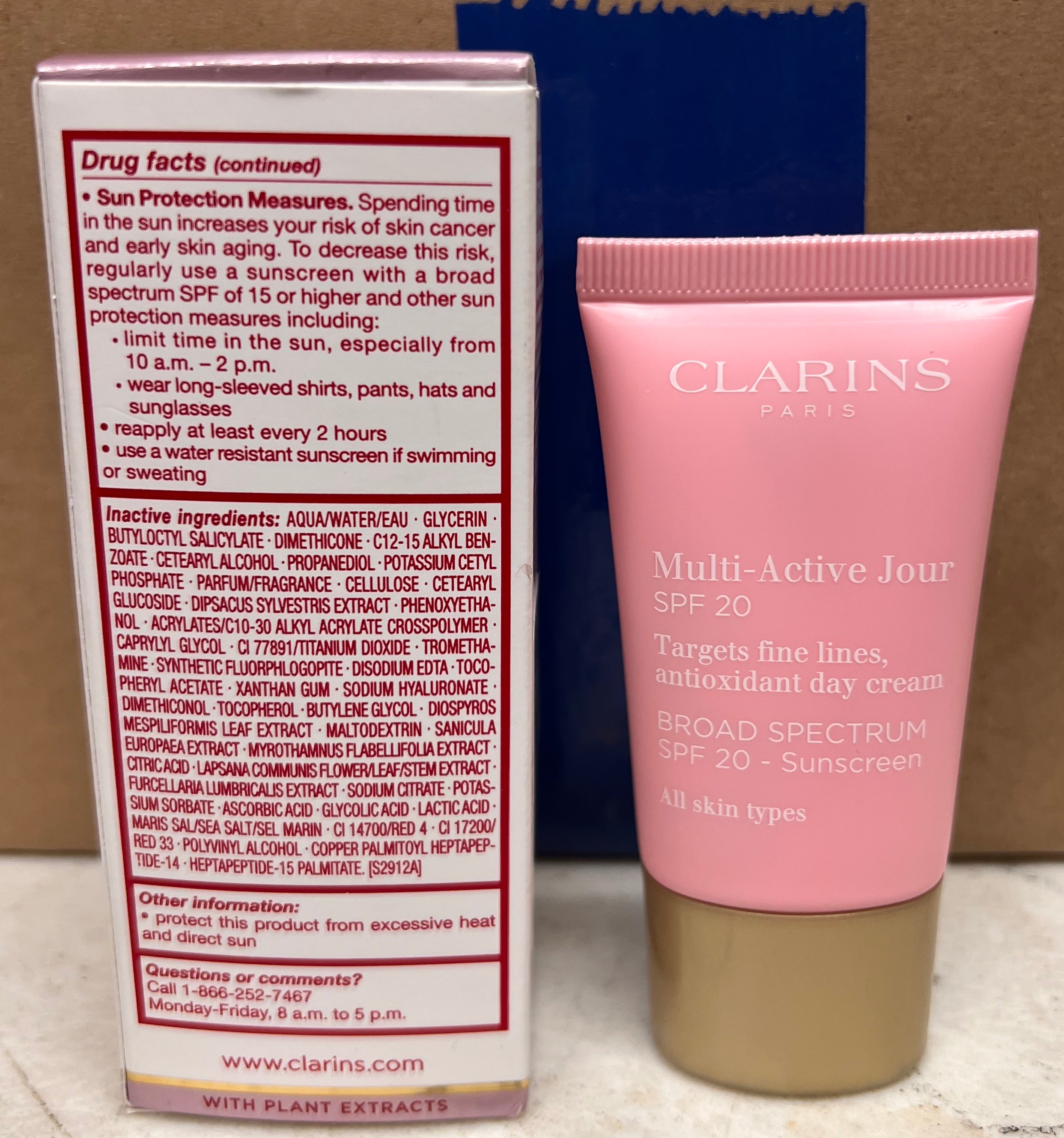 Clarins Paris Multi-Active Jour SPF 20 Antioxidant Day Cream 15mL / 0.5 oz New