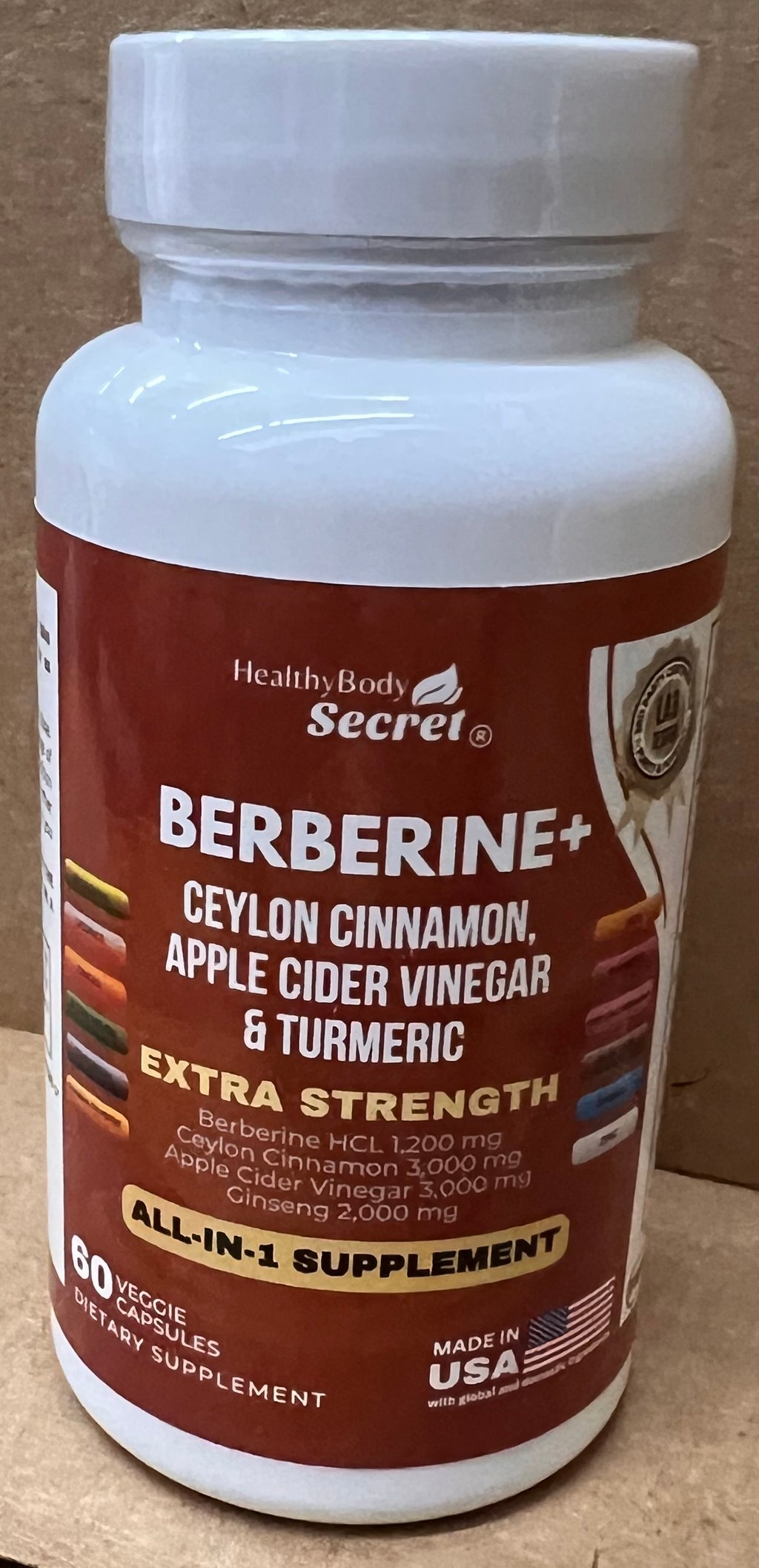 Healthy Body Secret Berberine+ Ceylon Cinnamon Apple Cider Vinegar & Turmeric