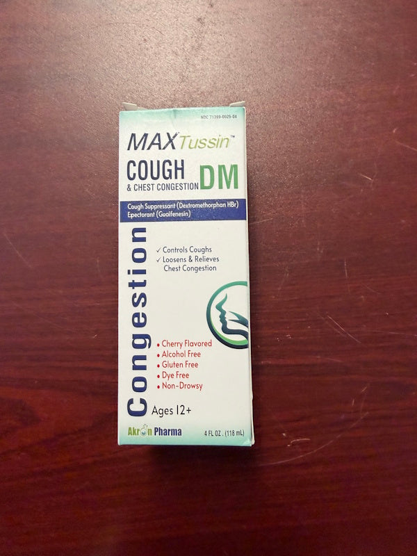 MAXTussin DM Cough & Chest Congestion Syrup Cherry Flavor – 4 fl oz