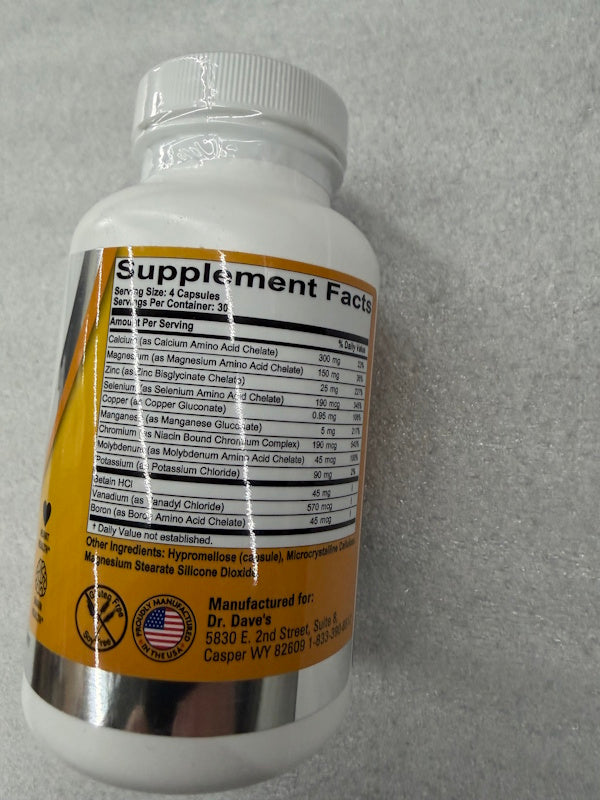 Dr. Dave’s Minerals 120 Capsules – Antioxidant Mineral Formula – Daily Wellness Support